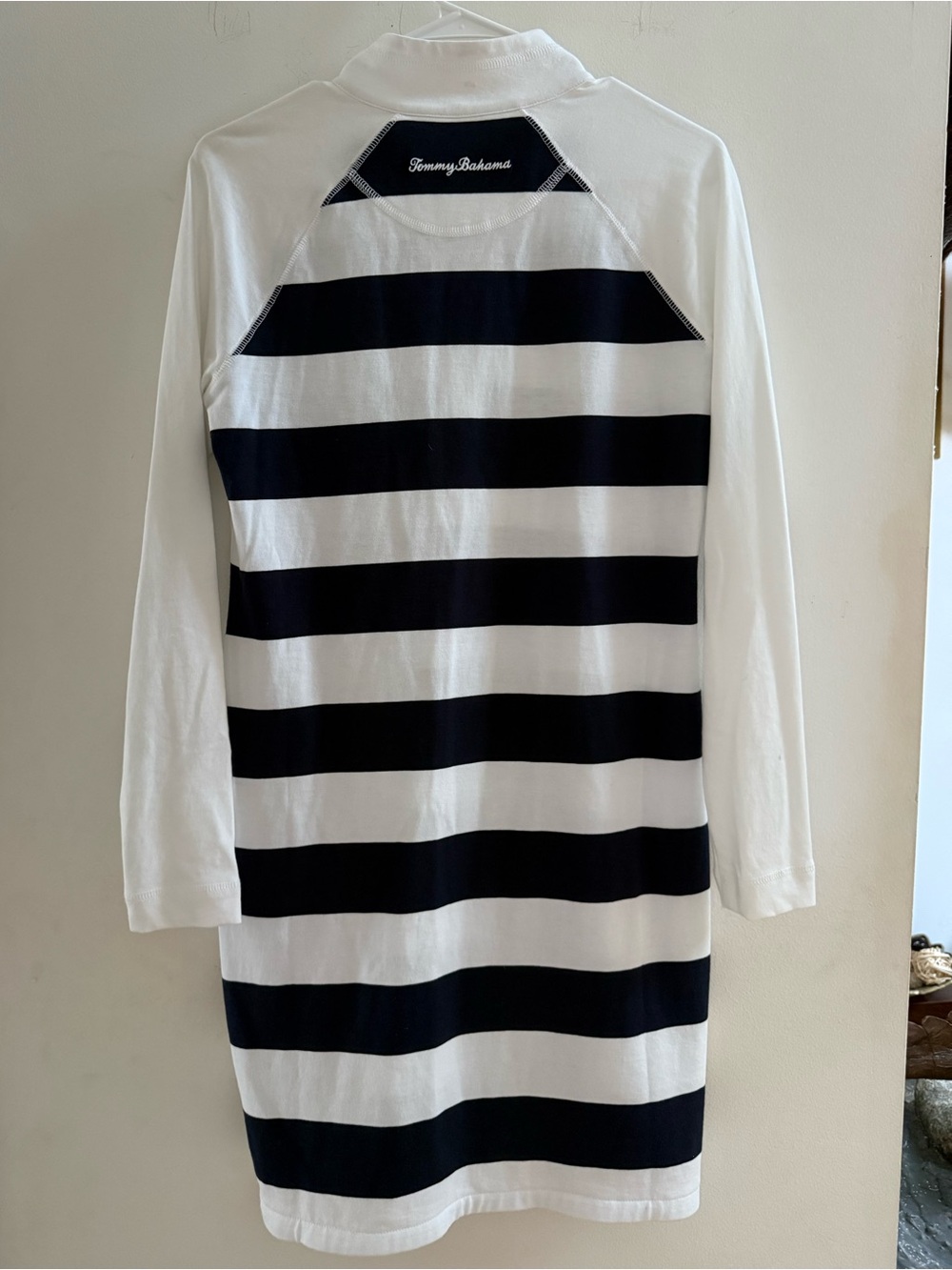 NWT Tommy Bahama Navy White Striped Quarter Zip Swim Cover-Up Dress XS Coastal - Picture 6 of 8